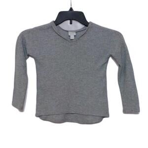 FALLS CREEK GRAY WAFFLE‎ KNIT V-NECK LONG SLEEVE TUNIC TOP GIRLS SMALL 6/6X